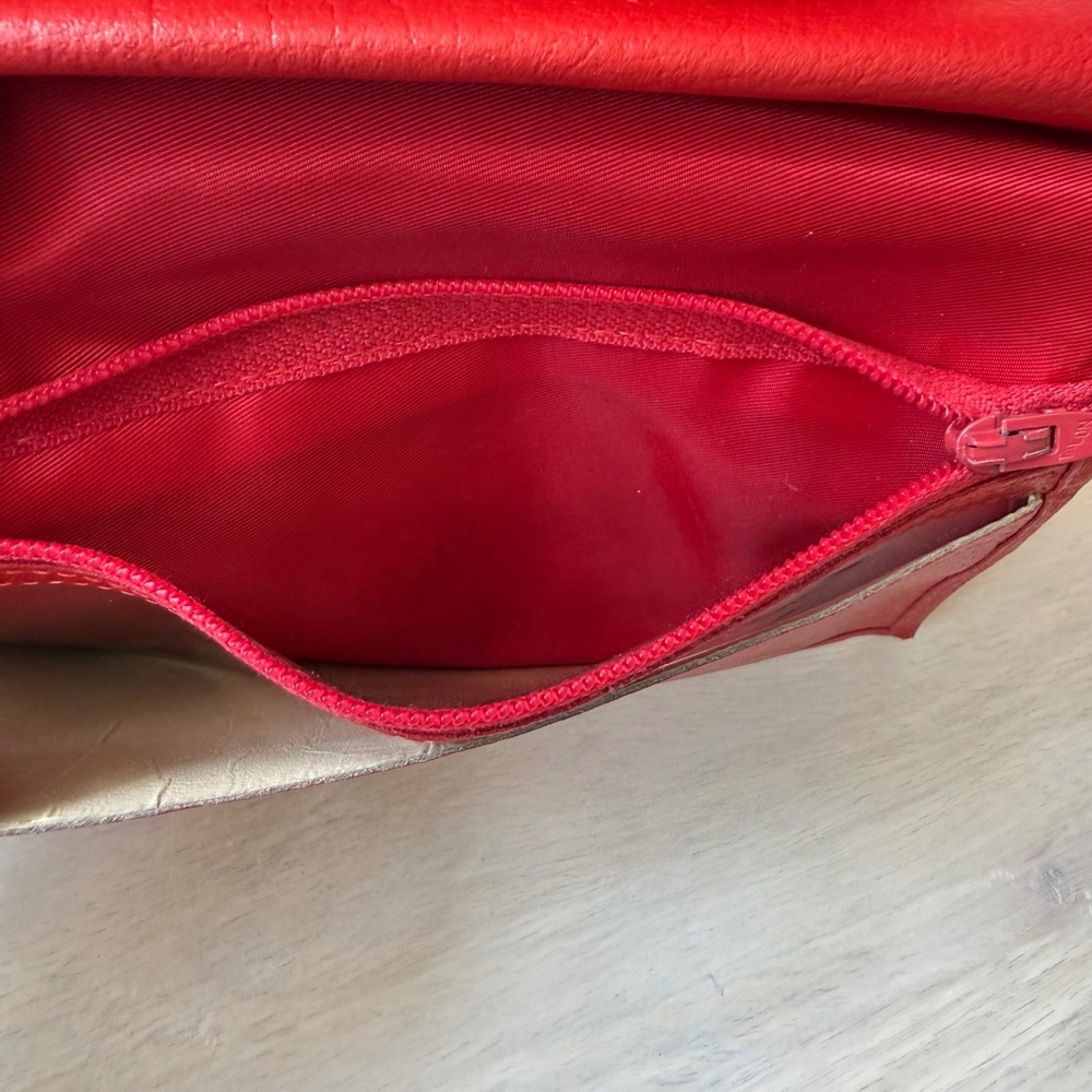 VTG Princess Gardner Wallet Womens Red cowhide Leather Kiss‎ Lock Trifold Clutch - Picture 4 of 8